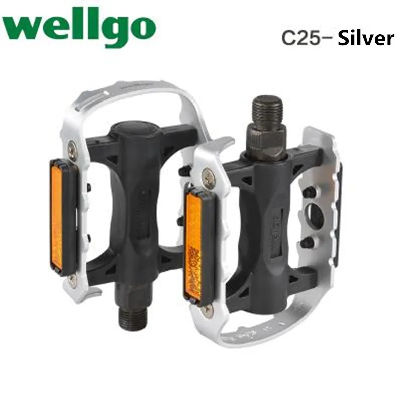 Высокое качество и долговечность Wellgo C25 Педаль Горный велосипед/дорожный велосипед педаль абсолютно новая Оригинальная Серебристая черная