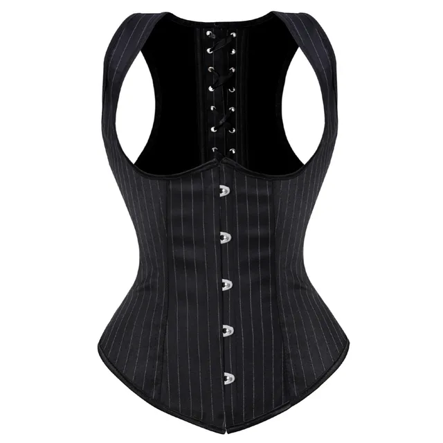 Black Stripe Underbust Corset Vest Bustier Top Plus Size 6XL Corpetes E