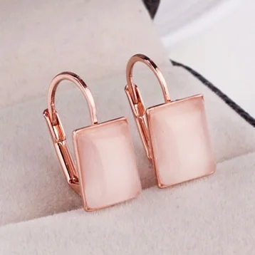 Ociki Розовое золото Цвет Кристалл Опал квадратные серьги ювелирные изделия оптом модный подарок для женщин девушек Подарок Прямая