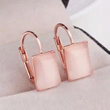 Ociki Розовое золото Цвет Кристалл Опал квадратные серьги ювелирные изделия оптом модный подарок для женщин девушек Подарок Прямая