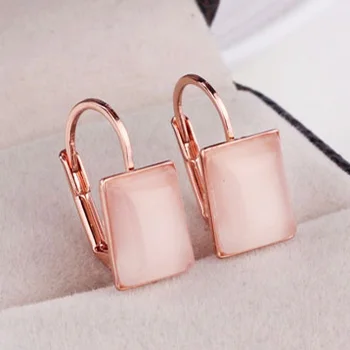 

Ociki Rose Gold Color Crystal Opal Square Earrings Jewelry Wholesale Fashion Gift New for Women Girls Gift Drop Shipping