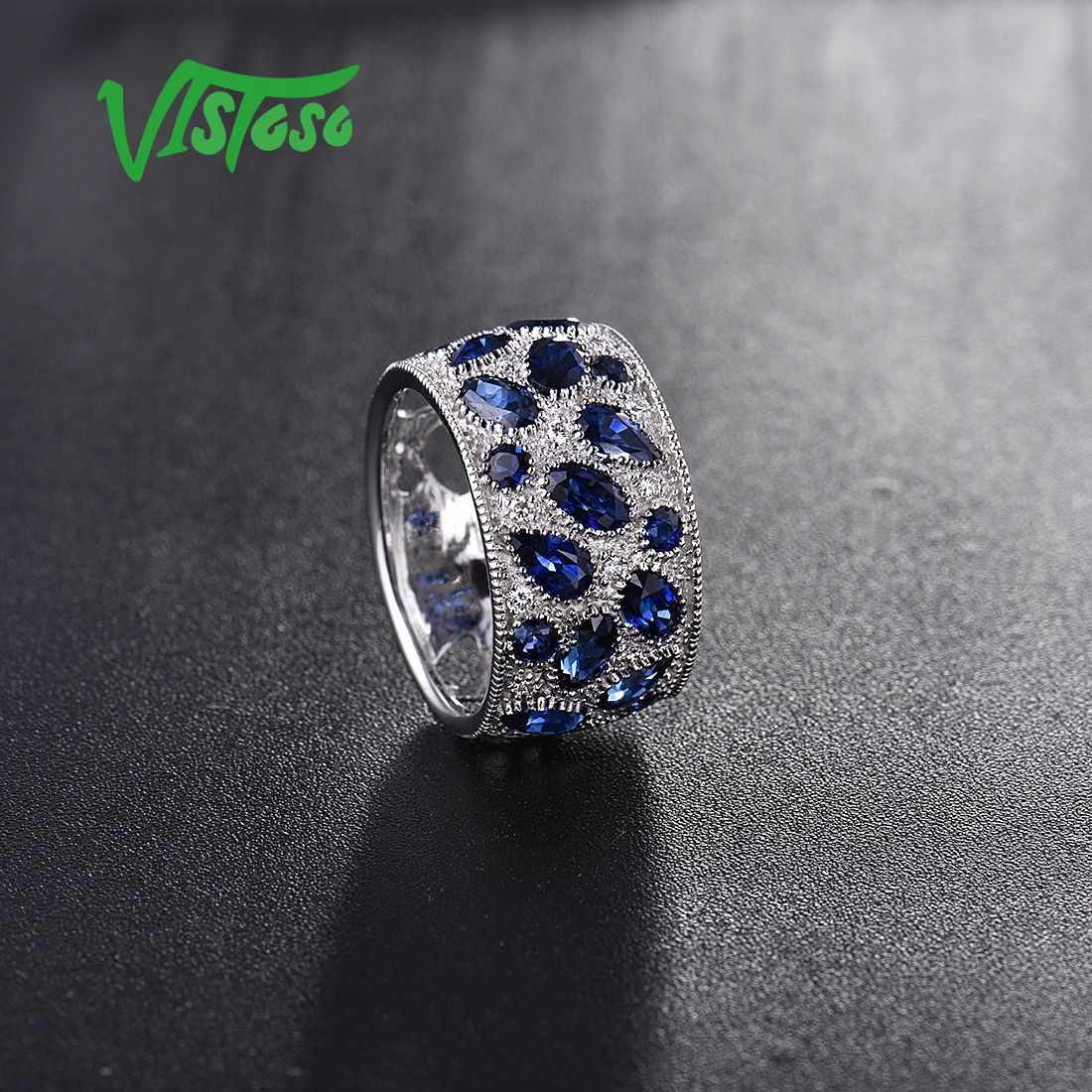 VISTOSO 14 K кольца из белого золота для женщин подлинные сверкающие бриллианты