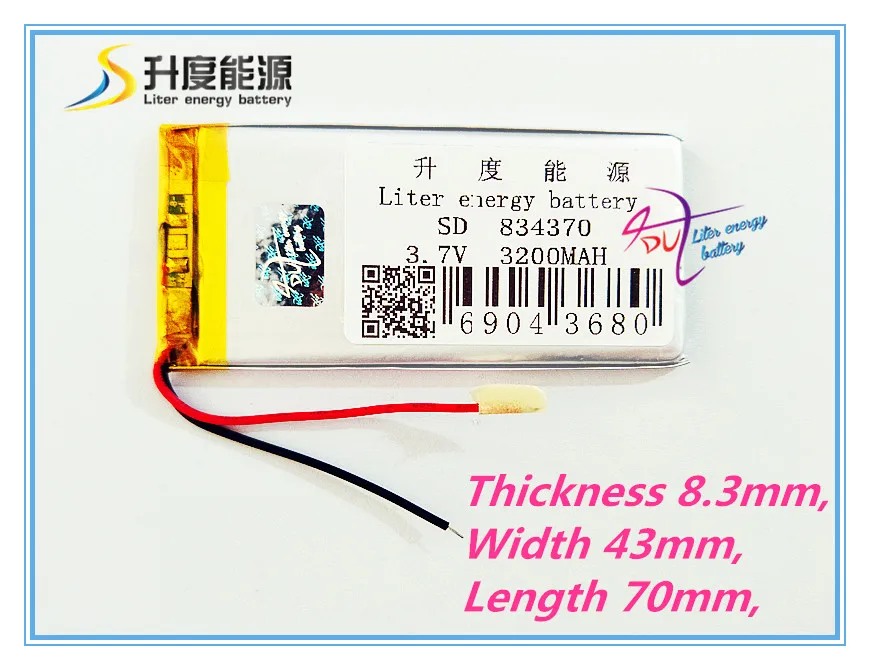 

The tablet battery 834370 3.7v 3200mah battery for tablet Lipo battery customized different dimension