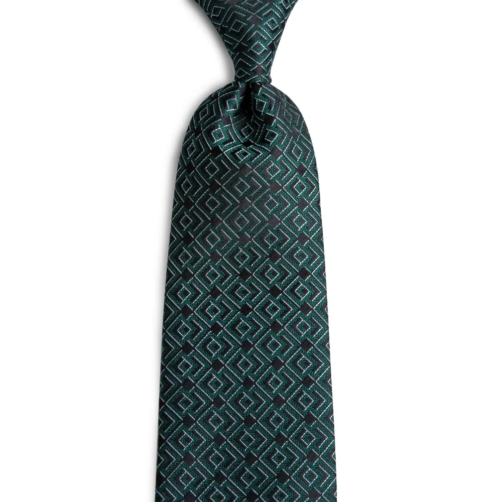 Dark Green Tie Teal Brown Paisley Handmade 100/% Silk Wedding Necktie 8cm Width