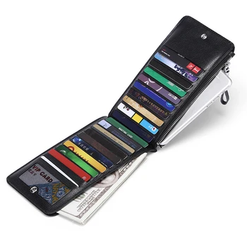 

Genuine Leather wallet men thin Business clutch cardholder women Credit Card Holder Long Wallets coin purse carteira masculina