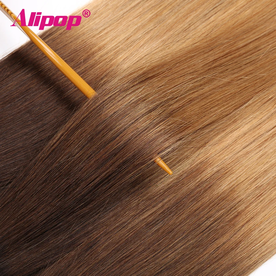 Ombre Brazilian hair Straight 3 Bundles 3 Tone 1B427 Colored Human Hair Weave Bundles Deal Non Remy Hair Extensions ALIPOP (5)
