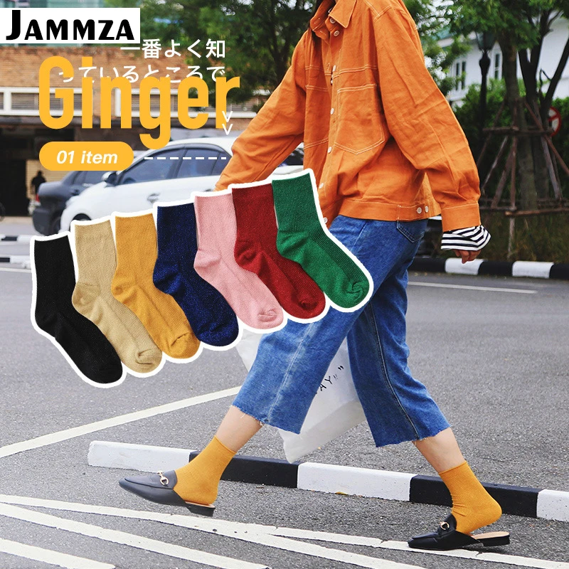 

New Silver Wire Women Fashion Socks Street Wild Casual Candy Colorful Japan Shining Style Socks Cotton Girl Sequin Beautiful Sox