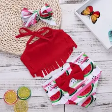 3 шт./компл., детский купальник, платье с кружевом, принт арбуза, купальники для девочек, морской плавательный костюм, одежда для бассейна