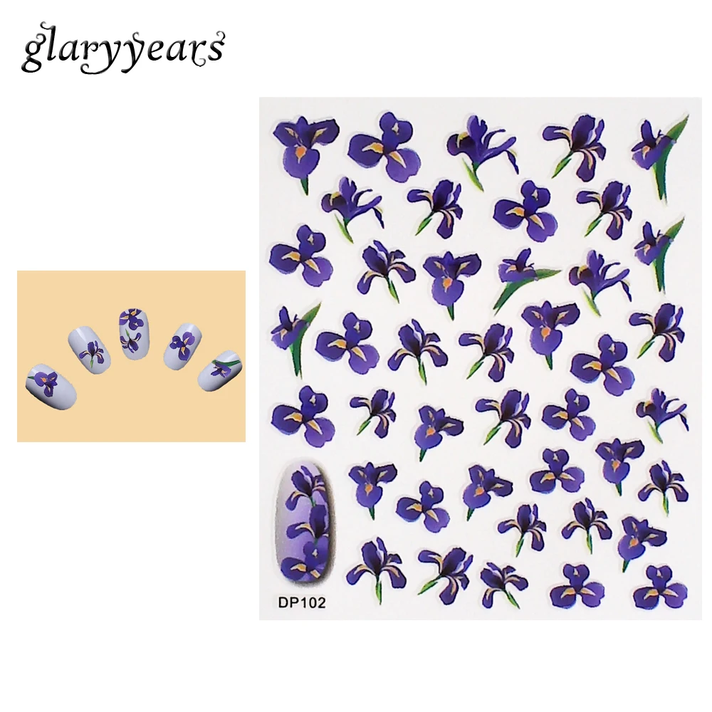 

1 Piece Nail Art Sticker Purple Viole Flower Pattern Design Beauty Women Manicure Tips Tool Nail Care Sticker High Quality DP102