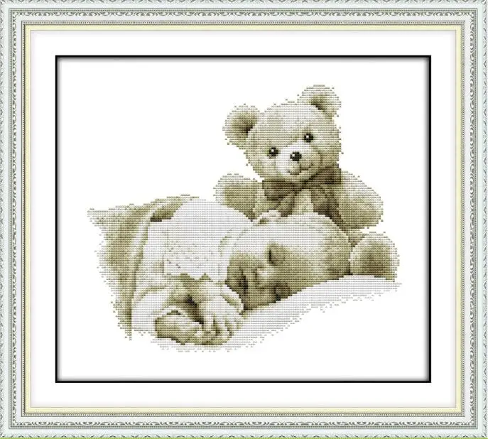 

Sleeping boy and doll cross stitch kit aida 14ct 11ct count printed canvas stitches embroidery DIY handmade needlework