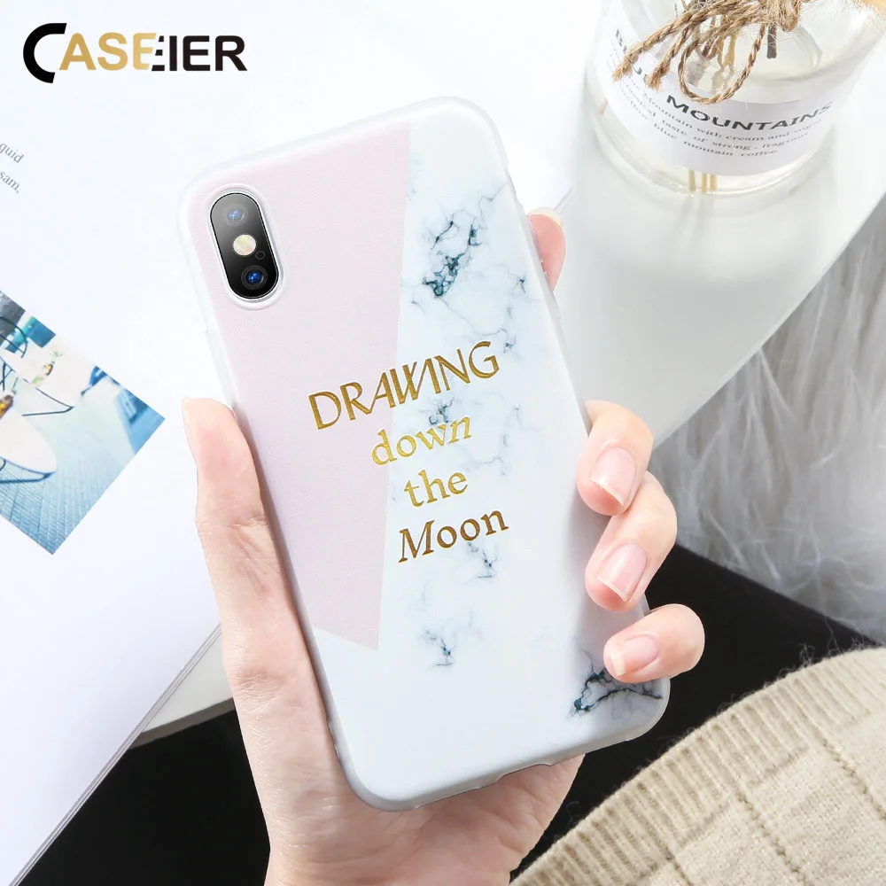 Caseier чехол для телефона iPhone 7 8 Plus X XR XS MAX мраморный узор цветной строчкой 6 6S 5s SE 5