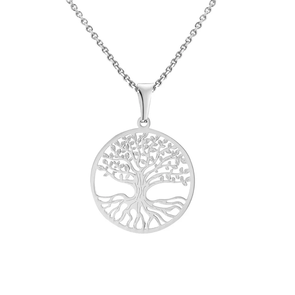 

Vintage Wishing Tree Of Life Hollow Pendant Necklace Choker Rose Gold Silver Collier High Quality Jewelry For Women Gift 2019