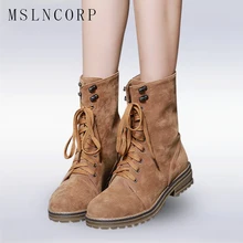 Plus Size 34-43 Fashion Women Boots With Warm Plush Shoes Spring Autumn Winter Lace Up Punk Flats Round Toe Ankle Martin Boots plus size 34 43 fashion women boots with warm plush shoes spring autumn winter lace up punk flats round toe ankle martin boots