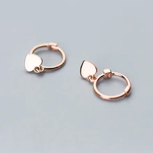 Модные 925 пробы серебряные серьги-гвоздики розового золота в форме сердца для женщин, Стерлинговое серебро, ювелирные изделия, маленькие серьги-гвоздики для девушек