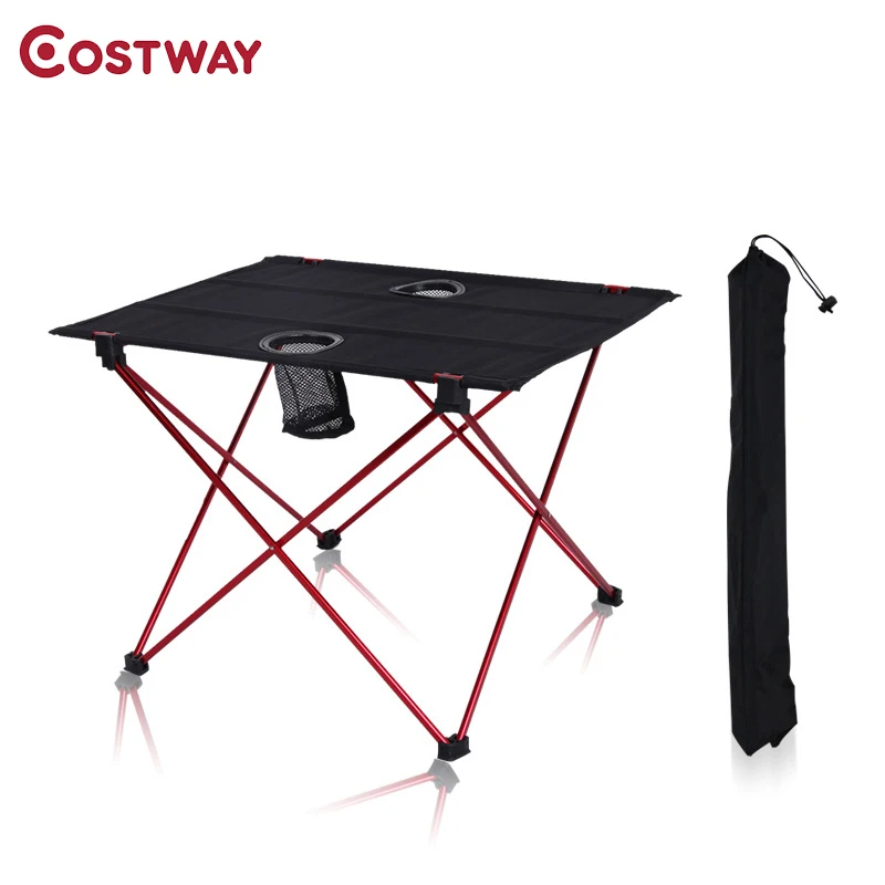 

COSTWAY 600D Oxford Outdoor Ultra-light Aluminum Alloy Portable Folding Table Picnic Table Camping Barbecue Square Table W0216