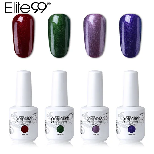 

Elite99 15ml UV Gel Nail Polish Pure Color Soak Off Semi Permanent Nail Gel Polish Needed Base Top Coat Gel Varnish 4pieces/lot