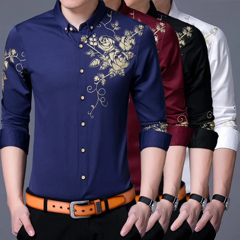 2019 Новое поступление мужские рубашки Slim Fit с длинным рукавом мужская рубашка