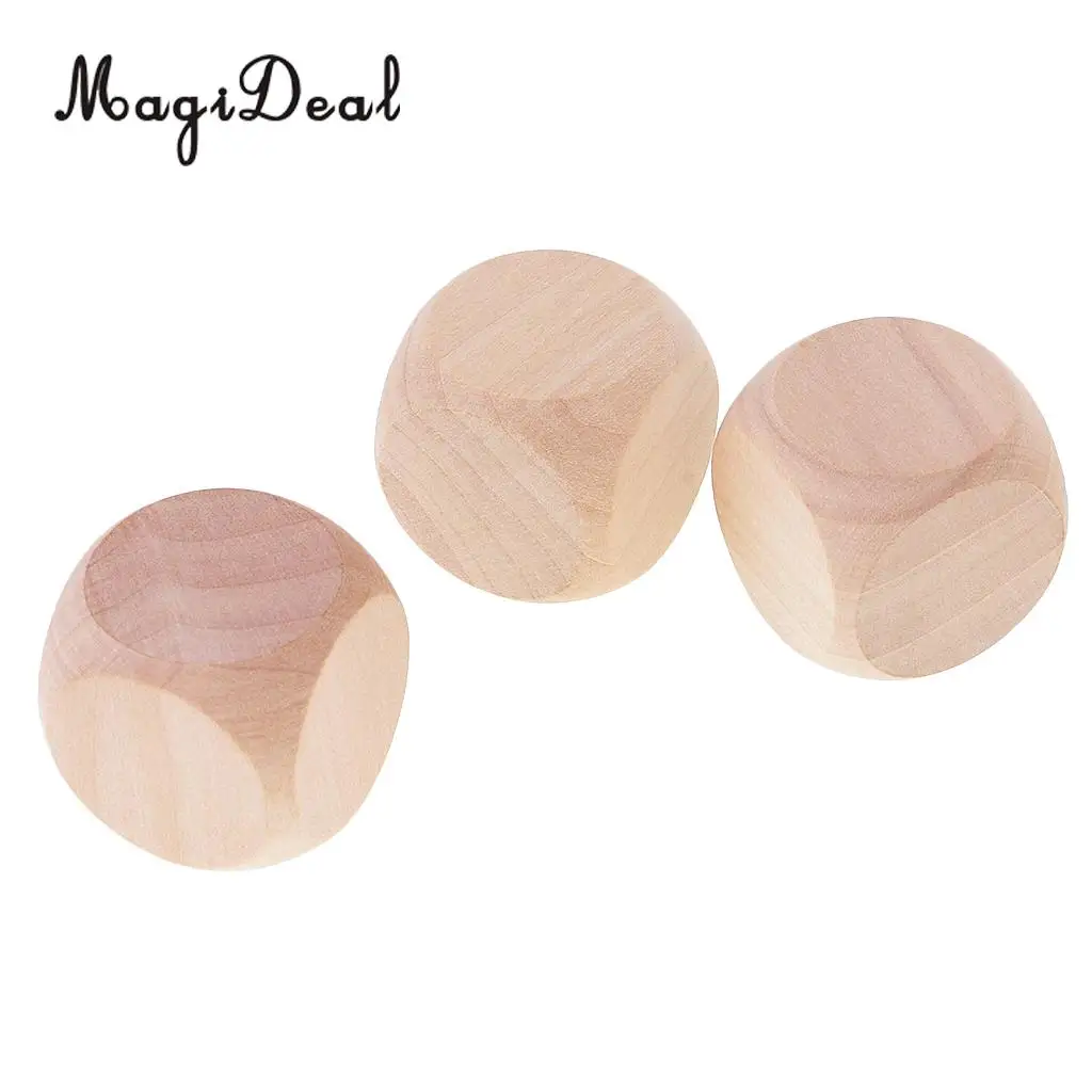 MagiDeal 10 Piece/Set 3cm Wooden Dices D6 Six Sided Blank DIY for D&D TRPG MTG Toys