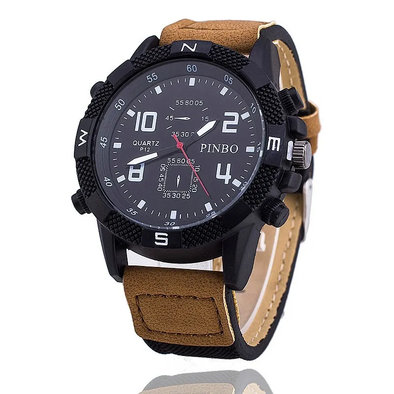 2018 новые Reloj модные кожаные спортивные часы с большим циферблатом военные