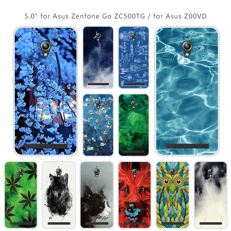 Для Asus Zenfone Go ZC500TG Мягкий ТПУ прозрачный силиконовый зеленый чехол для ZC ZC500 500 500TG