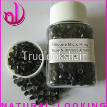 5 мм 1000 шт/бутылка#1 цвет микро силиконовый браслет и кольцо/звенья/бусины для наращивания перьев волос