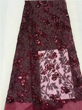 

New design French Net Sequin Lace Fabric 2018 Latest african sequence lace fabric with embroidery tulle fabric