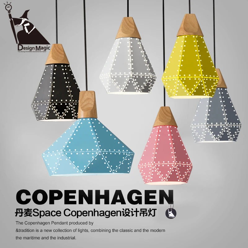 

Nordic modern wood iron pendant light American industrial Iron restaurant dining room hanging light