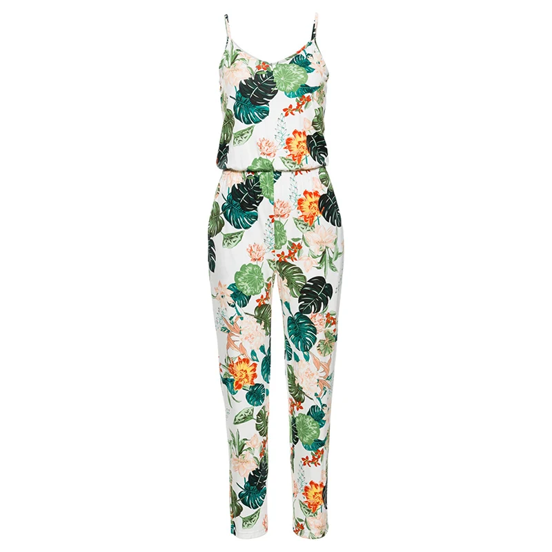 

Women Strappy Jumpsuits Floral Print Slim Fit Beach Long Rompers for Summer Popular