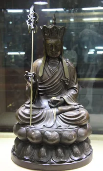 

004238 Tibetan Buddhism Bronze Copper Tang Monk Ksitigarbha Jizo King Buddha God statue