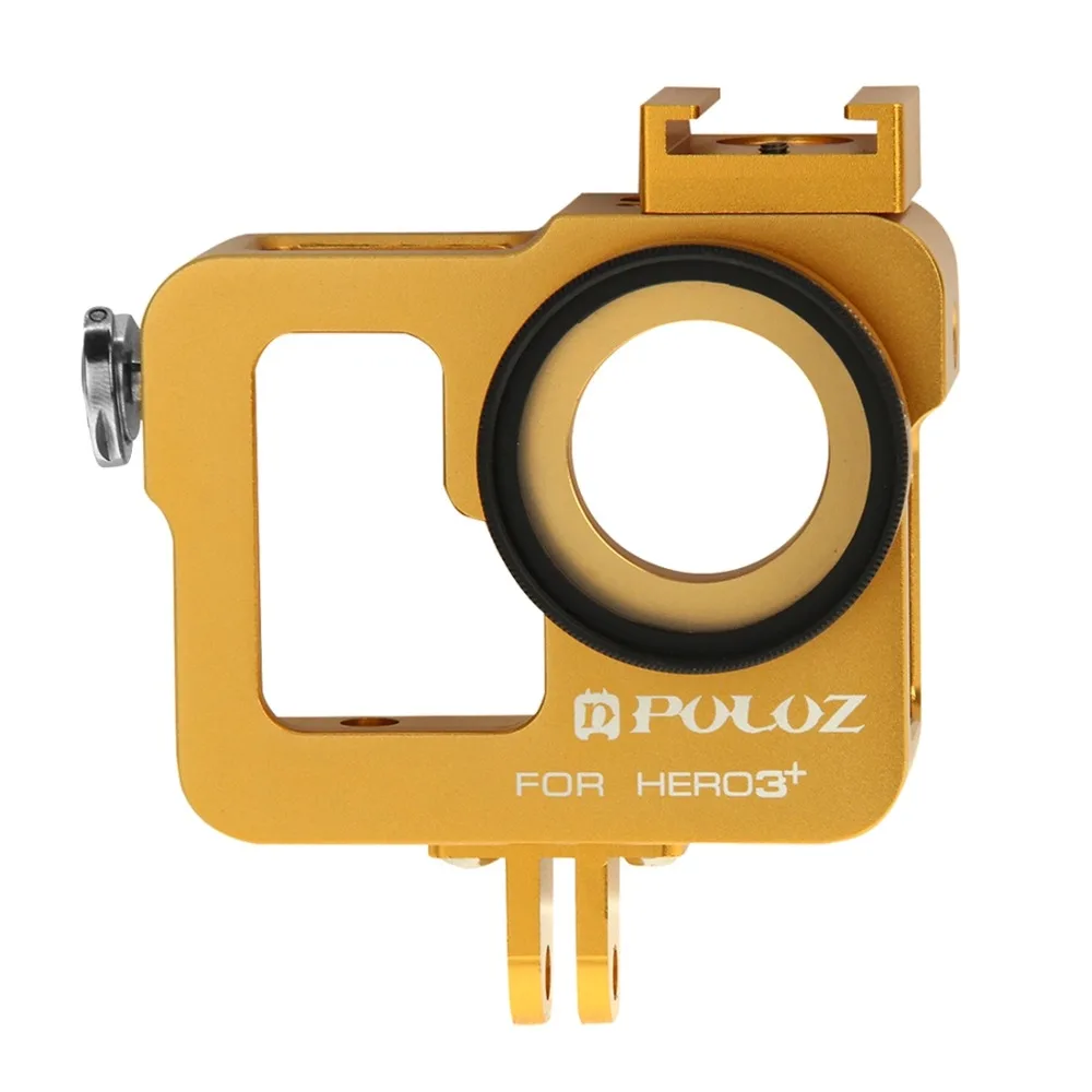 PULUZ для спортивной экшн-камеры Go Pro Аксессуары Корпус в виде ракушки ЧПУ Алюминий сплав защитные клетки w/ч с ультратонкой оправой 37 мм УФ-фильтр для объектива для& объектив Кепки для GoPro HERO3+/3