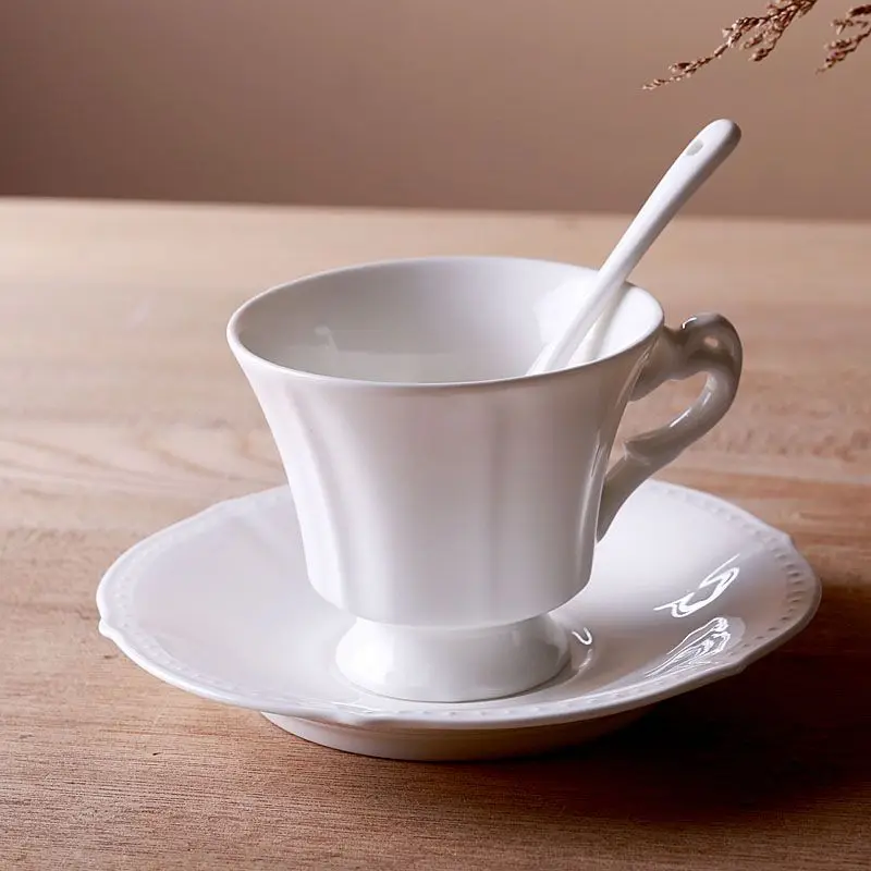 Royal Clic French Victoria Western Style Ceramic Tea Petty Royal Clic French Victoria Western Style Ceramic Tea Petty Bourgeoisie Embossed Beads White Coffee Cup And Saucer In Mugs From Home Garden On