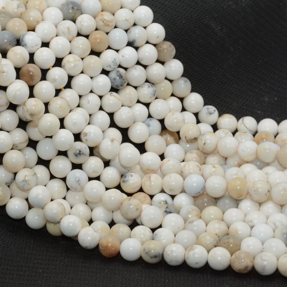 Natural Cream White Common Opal Loose Round Beads 8mmin Beads from