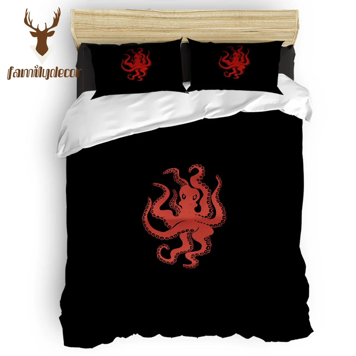 

FamilyDecor DHL Free Shipping Octopus Cthulhu Quilt Cover Bedding 4 Pcs Bedding Sets Quilt Bedding Set Black And White Comforter