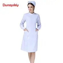Новая униформа медсестры длинный халат для женщин Зимний медицинский полный длины поли хлопковое для спа косметолога ветеринарная рабочая одежда униформа медсестры