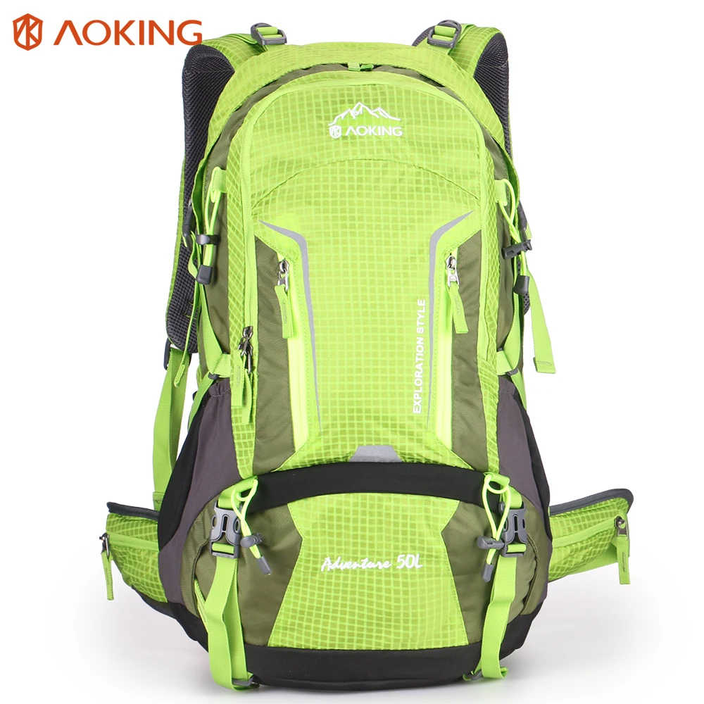 

50L Hiking Overnight Backpack With Buckle Combined SOS Whistle Detachable Mesh Cushion & Reflective Strip Bags(Rain Cover