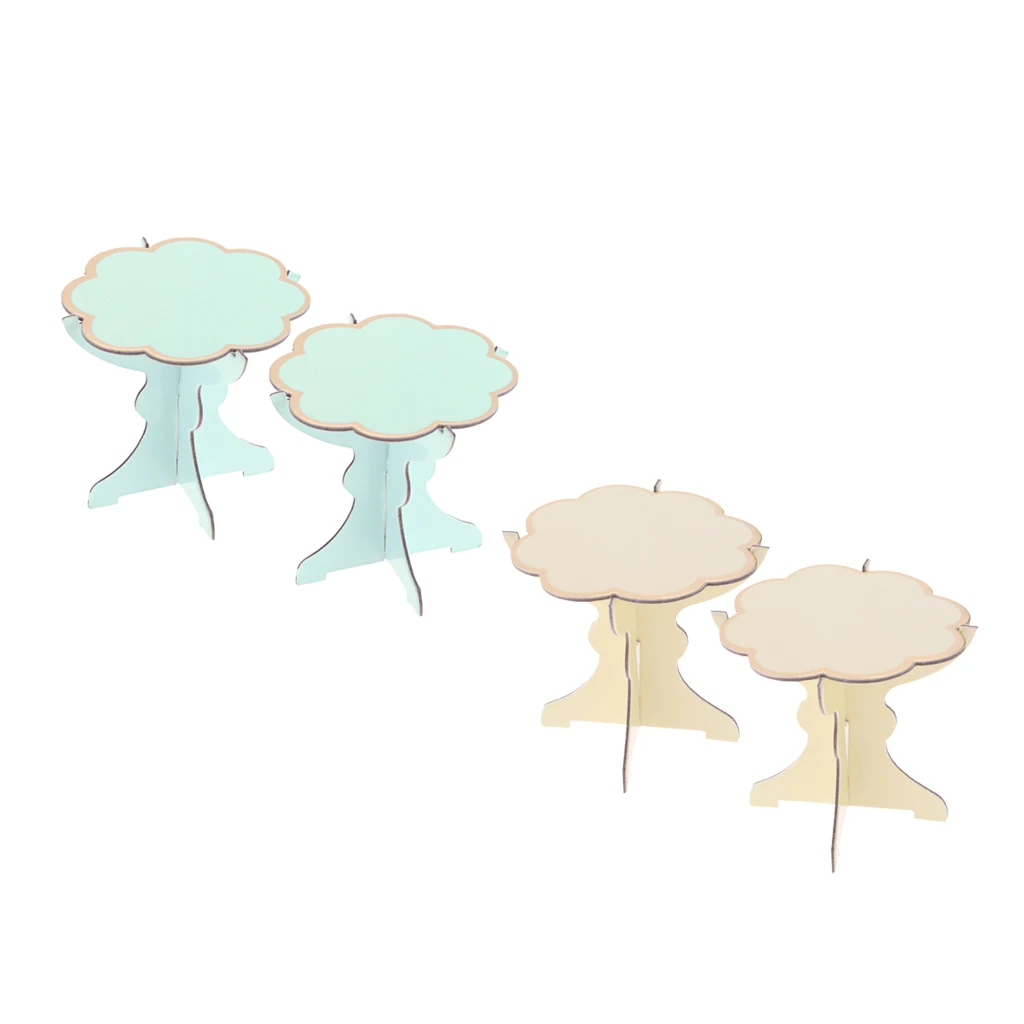 4 Pieces Cupcake Holder Dessert Display Stands Wedding Favors Blue+Yellow