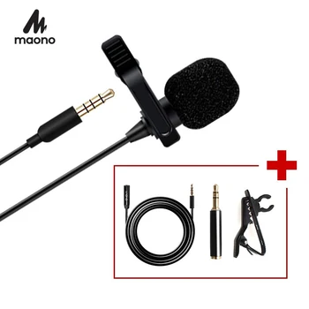 

MAONO Lavalier Microphone 3.5mm Condenser Handsfree Clip-on Lapel Mic with 6M Extension Cable for iPhone Android DSLR Camera PC