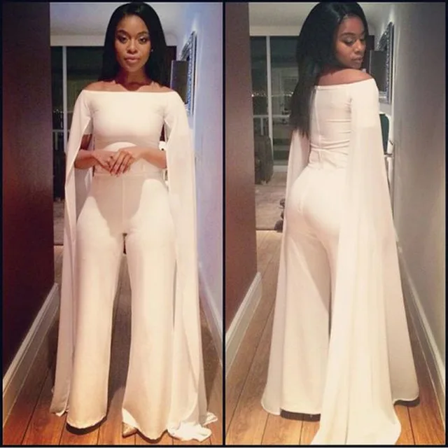women's white jumpsuit with cape