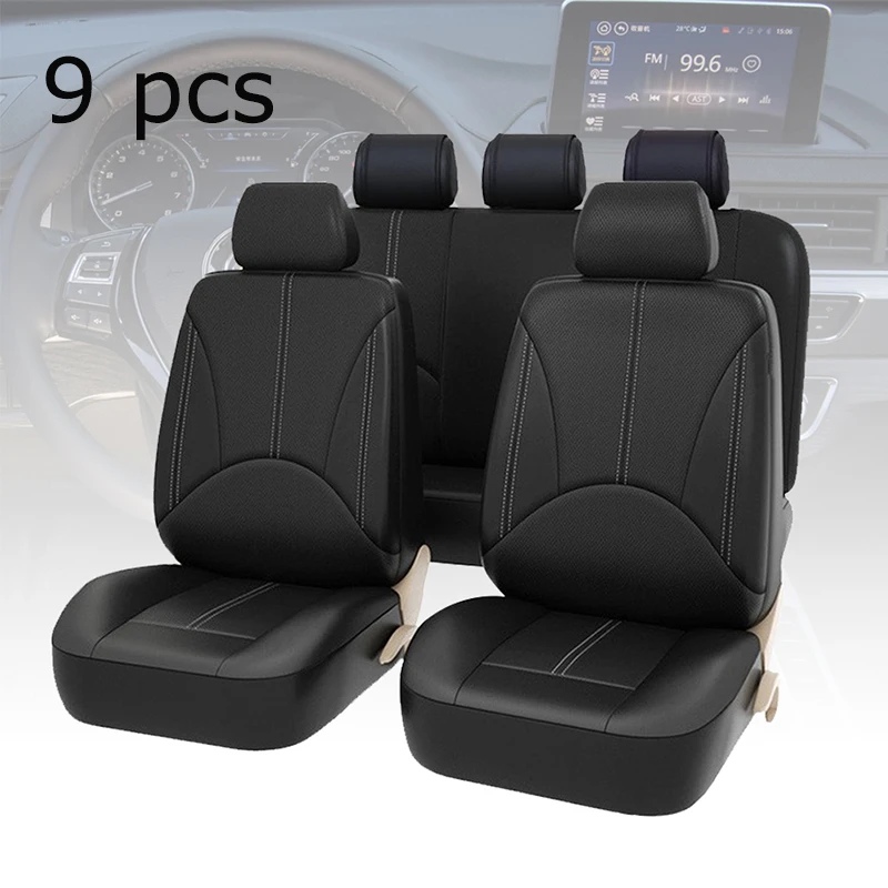 

9 PCS/set PU Leather Universal Auto Car Seat Covers Anti Slip Seat Covers Front Back Seat Protectors for Car SUV Honda Seat