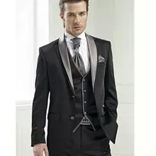 Превосходный Стиль мужские вечерние костюмы на выпускной Жених Смокинги друзей жениха свадебный Блейзер Костюмы(пиджак+ брюки+ жилет+ галстук) K: 1258