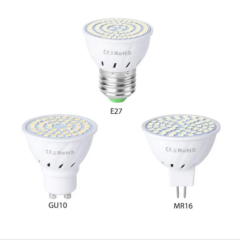 

JIERWORLD 2W 3W 4W E27 GU10 MR16 AC 220V LED Lamp Spotlight 48LED 60LED 80LED Lights 2835 220 V LED Spot Light