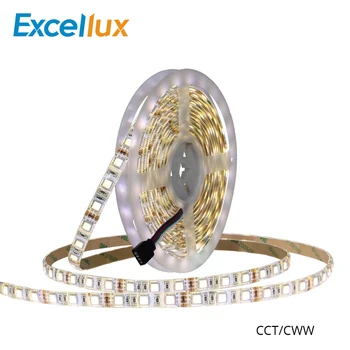 

DC 12V LED Strip CCT SMD5050 60LEDs/m 5M/Roll IP20/IP65 Waterproof Flexible Strip Light 5050 White+Warm White Strip LED Tape CWW