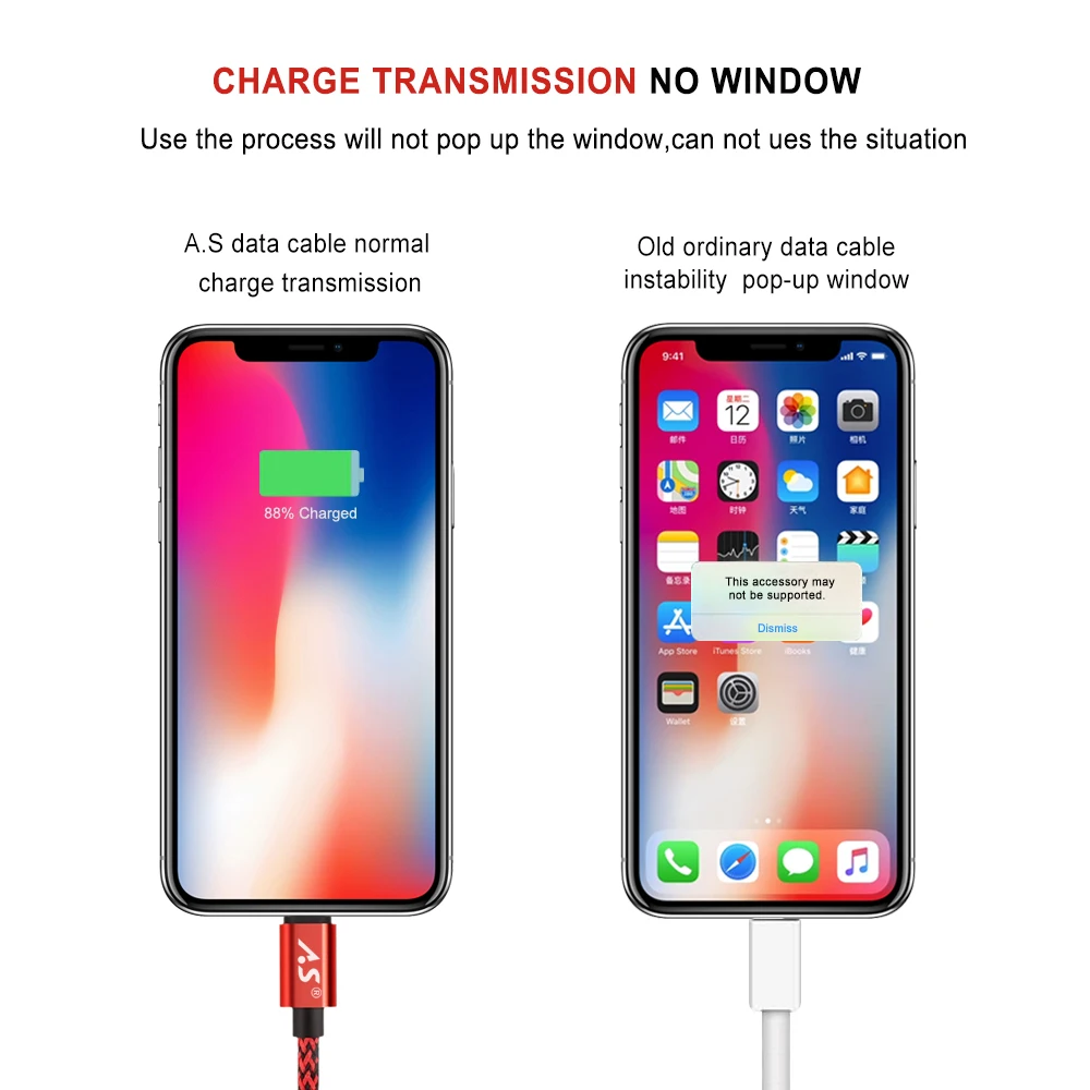 Кабель быстрой зарядки A.S для iphone Xs max Xr X 8 7 6 plus 6s 5 s plus ipad mini USB зарядное устройство Шнур высокоскоростной шнур синхронизации данных