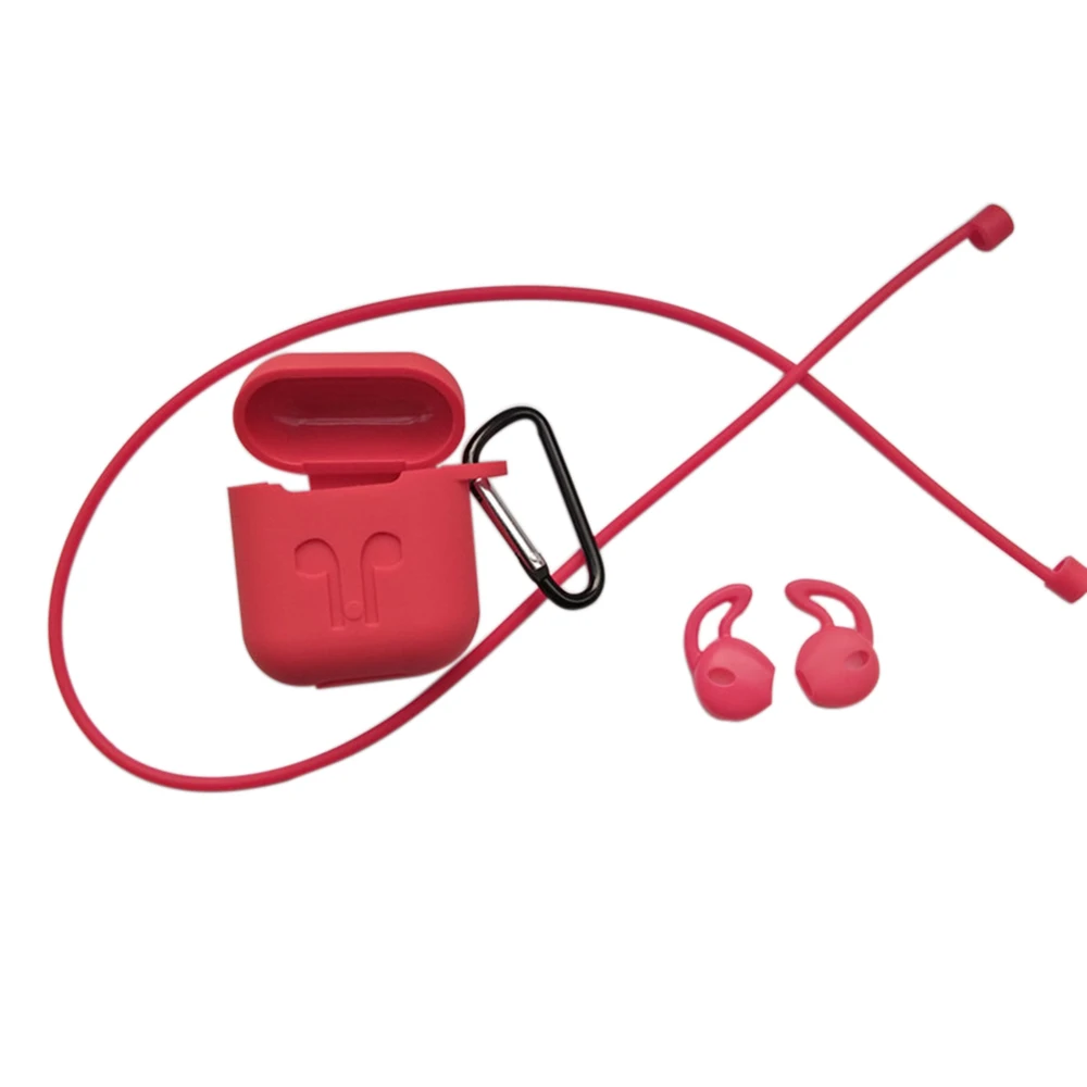 

4 in1 Silicone Case Cover for Earphones Pouch Anti-lost Wireless Earphone Case for AirPods Carabiner Cover