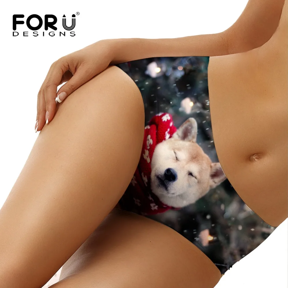 FORUDESIGNS/модное женское нижнее белье, бесшовные трусы для женщин, ультратонкие 3D Милые дышащие женские трусы с принтом Акита