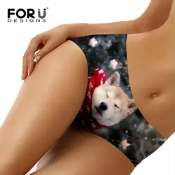 FORUDESIGNS/женские Модные нижнее белье бесшовные трусики для Для женщин ультратонкие 3D милая собака породы Акита печати дышащие женские трусы