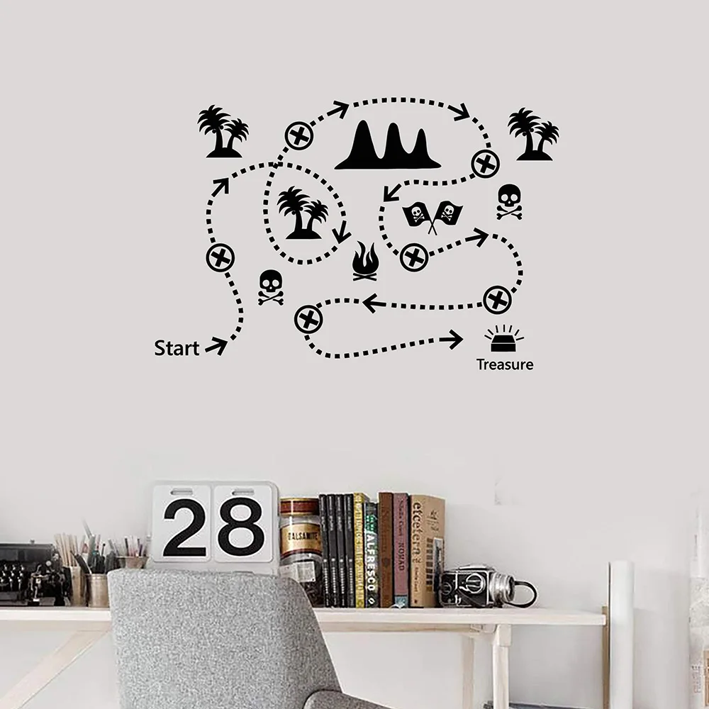Us 6 58 Pirate Treasure Map Kids Play Room Vinyl Wall Decal Home Decor Bedroom Art Mural Wall Stickers In Wall Stickers From Home Garden On
