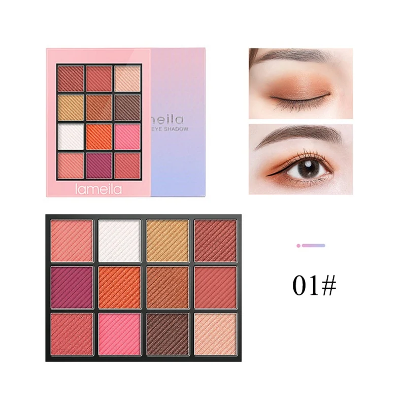 

12-Color Shimmer Matte Eyeshadow Waterproof Smudge-Proof Easy To Color Eye Shadow Palette