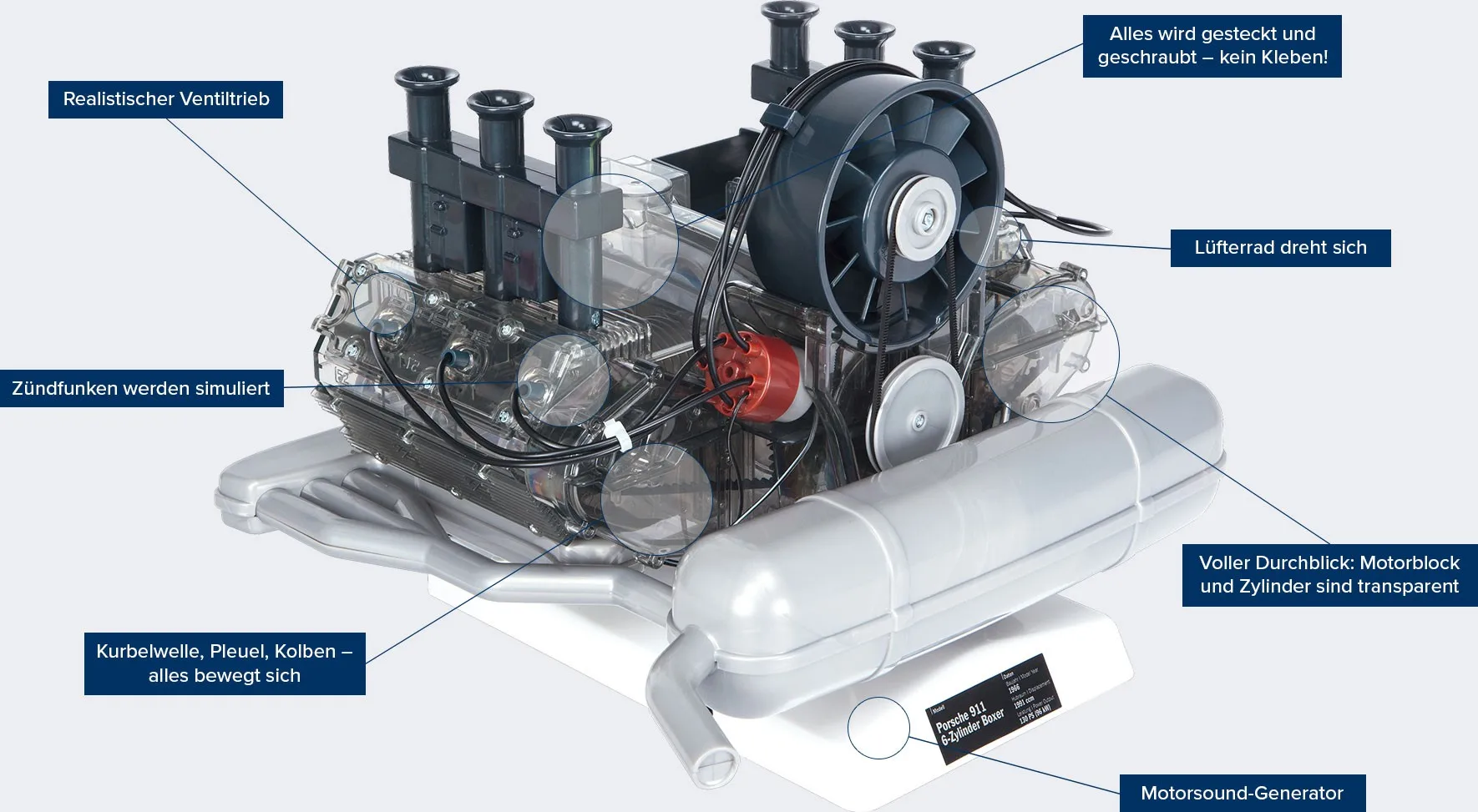 Германия 911 шестицилиндровый мини модель двигателя загрузочный сборка двигателя игрушка обучающая модель
