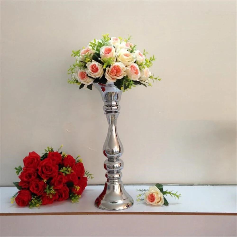 Buy New arrival height 48cm silver flower vase road